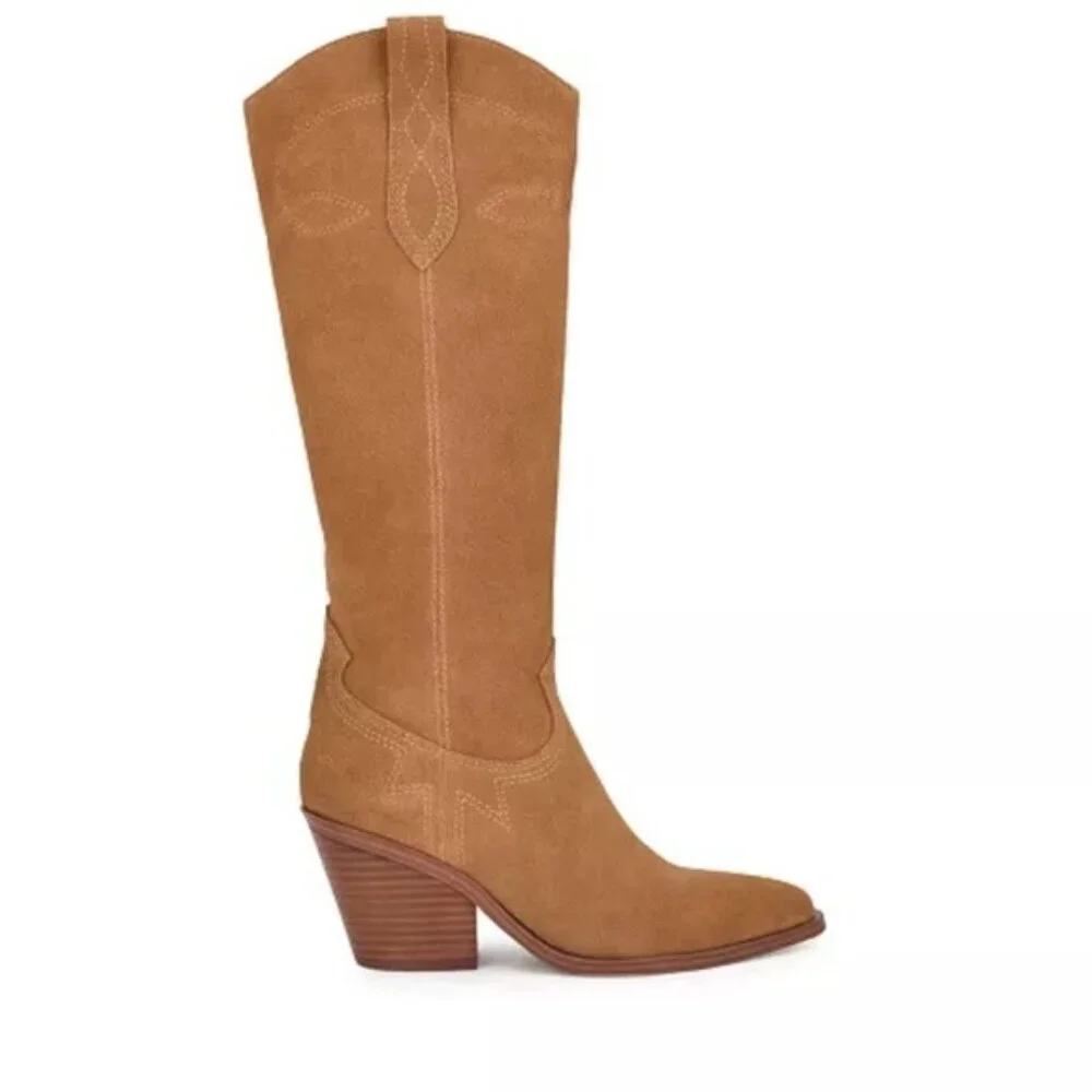 Nine West Women's Smash Stacked Block Heel Coastal Cowgirl Western Festival Sz 9